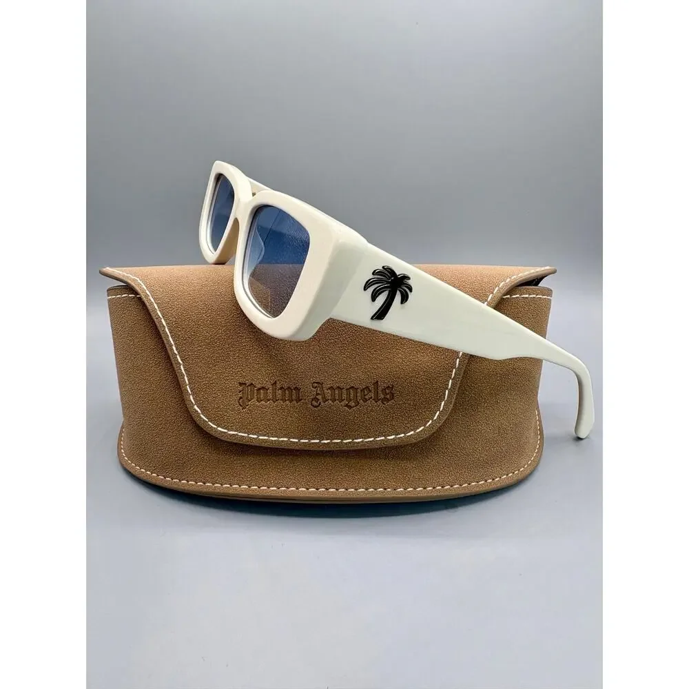 NIB Palm Angels Sunglasses - White Frame, Gradient Blue Lens - Picture 6 of 8